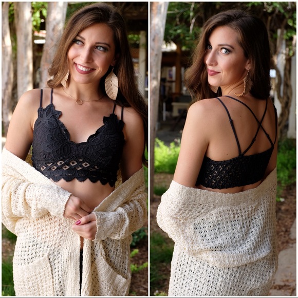 RESTOCKED✨Lace Bralette with padding-BLACK - Picture 3 of 5